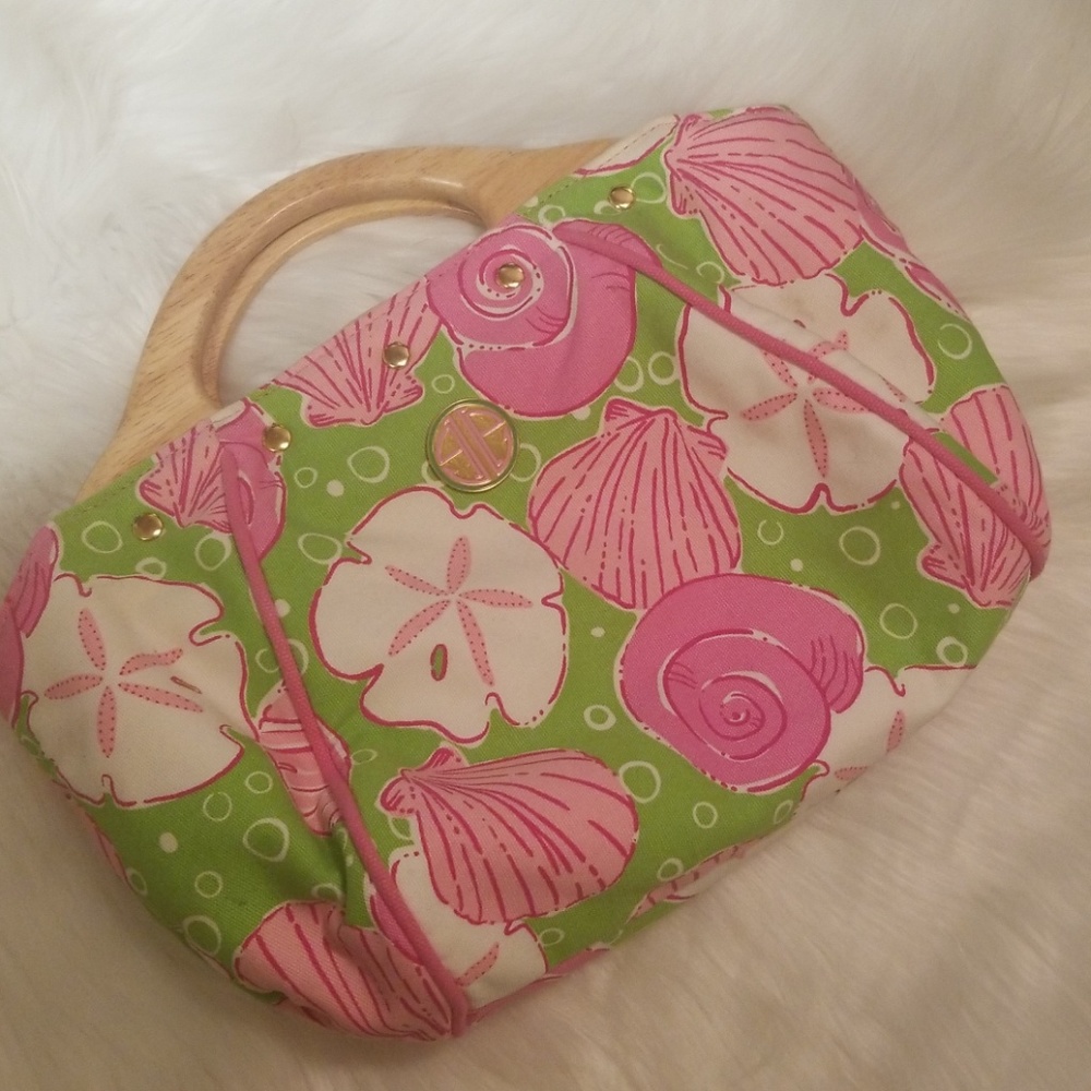 Lilly Pulitzer Pink and Green Seashell Bag